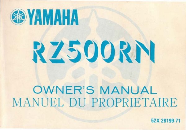 RZ500RN 52X Owners Manual