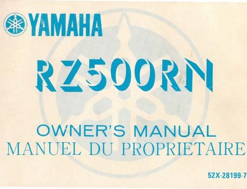 RZ500RN 52X Owners Manual Official Yamaha RZ500RN 52X Owners Manual